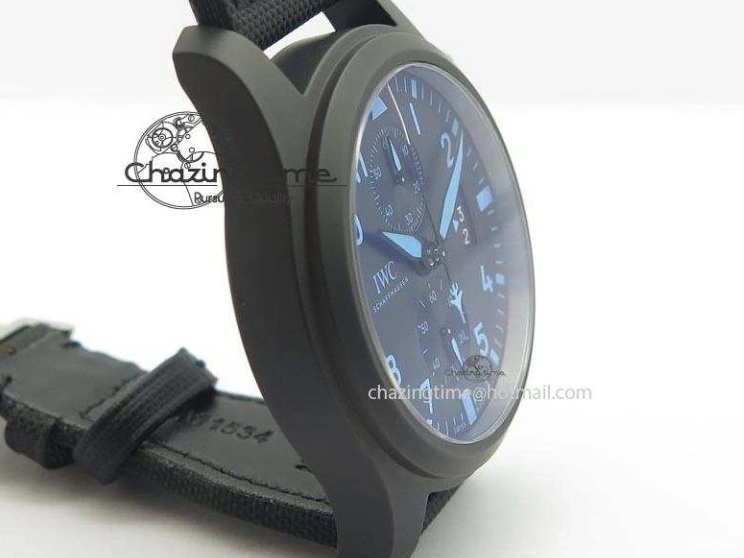 MIROTIME 0812 Pilot Chrono IW388003 Real Ceramic V6F 1:1 Best Edition On Black Nylon Strap A StreetReady 7284